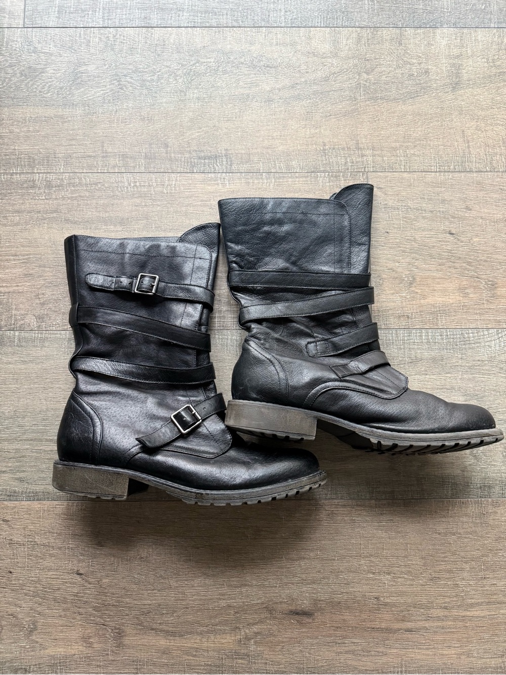 Steve Madden Black Banddit Leather Moto Boots